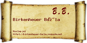 Birkenheuer Béla névjegykártya